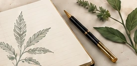 A project notebook and pen.